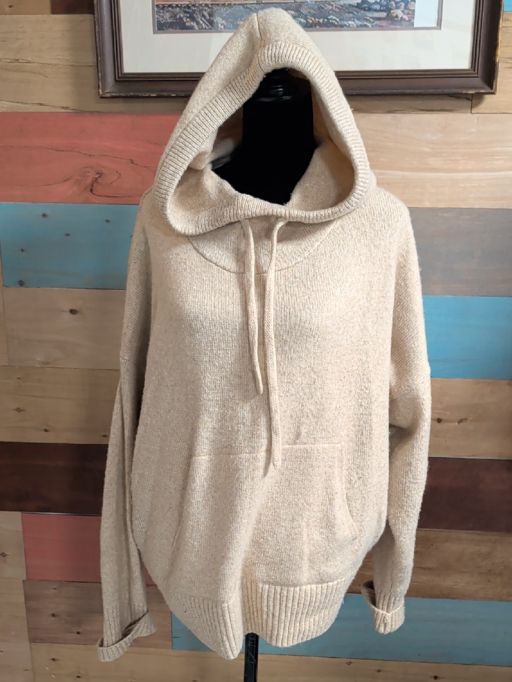 CALIA by Carrie Underwood Cream Hooded Knit Pullover Sweater